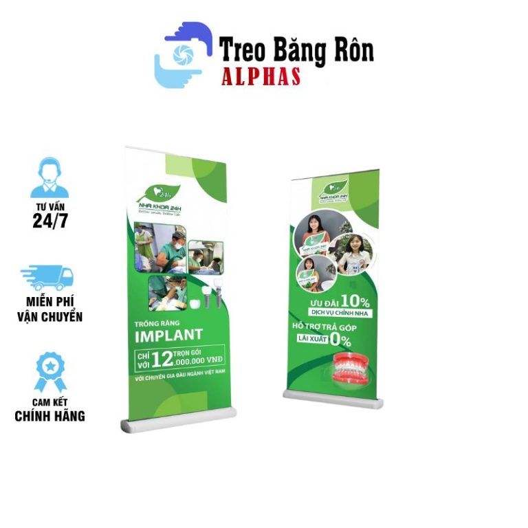 Standee cuốn nhôm cao cấp đế inox (0.8m*2.0m)