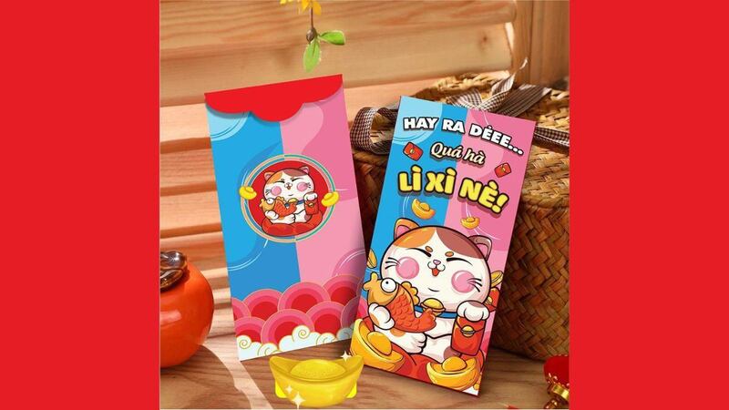 Mẫu bao lì xì mèo may mắn