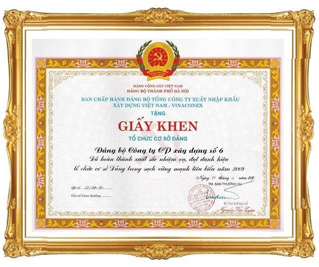 Mẫu giấy khen đảng bộ