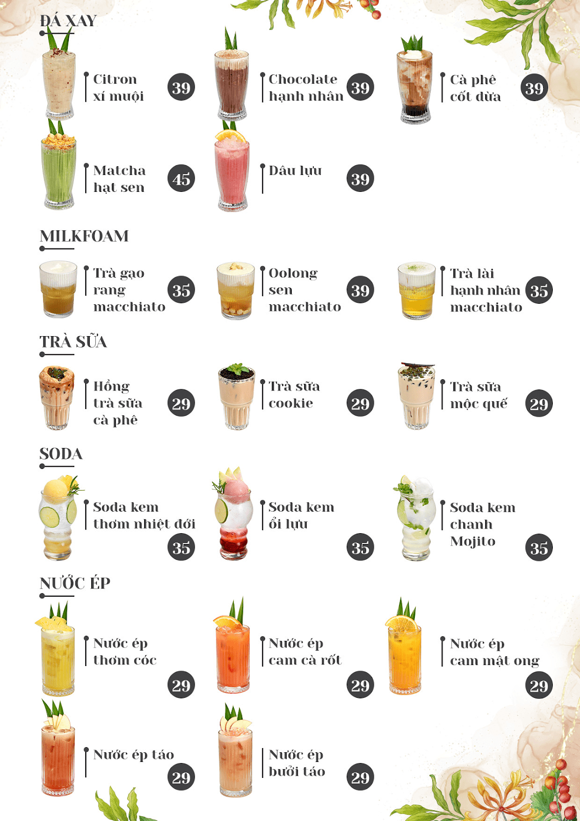 Mẫu menu trà sữa đẹp