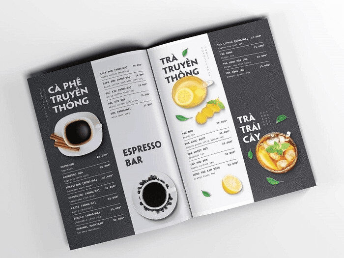 Menu cafe đóng thành tập