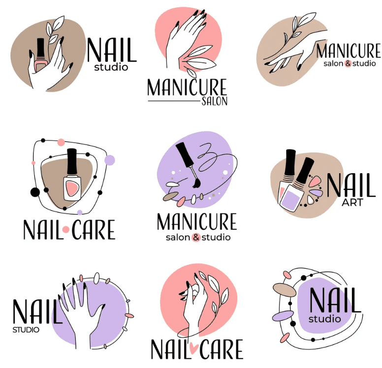 Logo nail kết hợp nhiều chi tiết