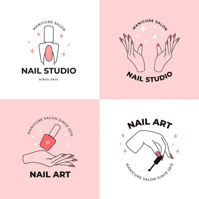 Thiết kế logo nail mi màu sắc nhẹ nhàng