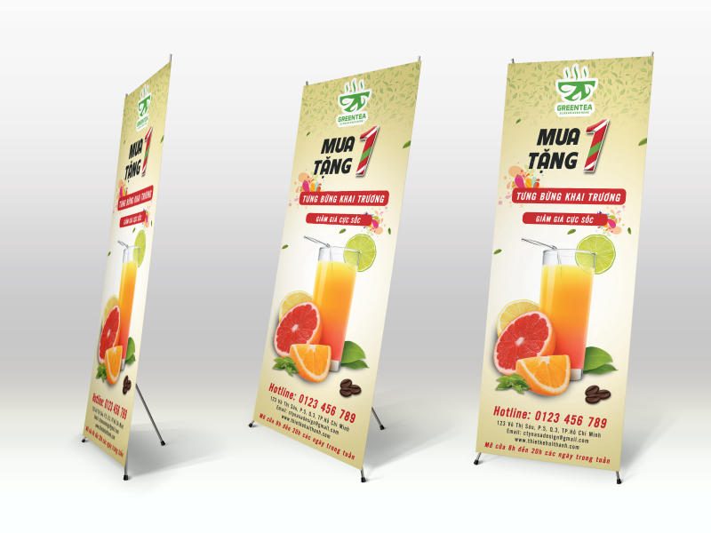 Mẫu standee khai trương quán nước ép hoa quả