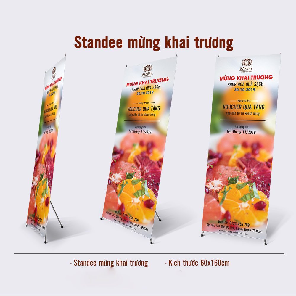 Mẫu standee khai trương shop hoa quả sạch