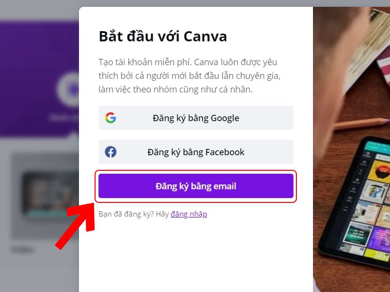 Tạo tài khoản Canva