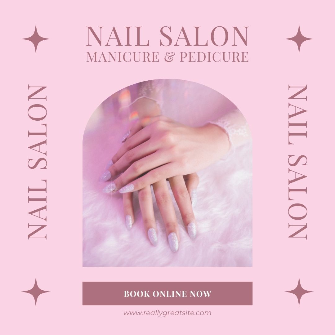 Băng rôn khai trương với hình ảnh nail 