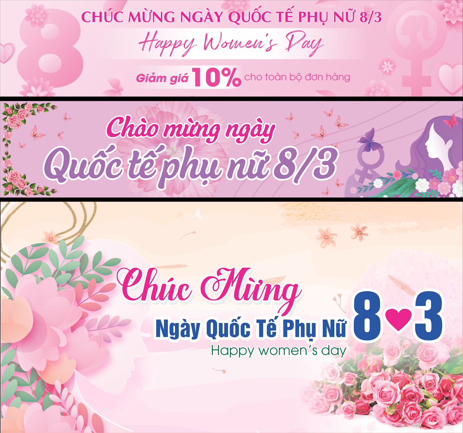 Băng rôn 8.3 rực rỡ sắc hoa, chúc mừng ngày Quốc tế Phụ nữ