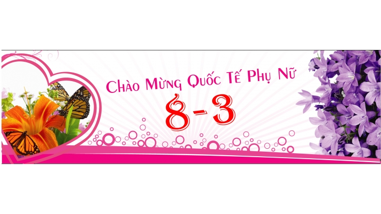 Băng rôn 8.3 với hình ảnh các loài hoa đa sắc màu