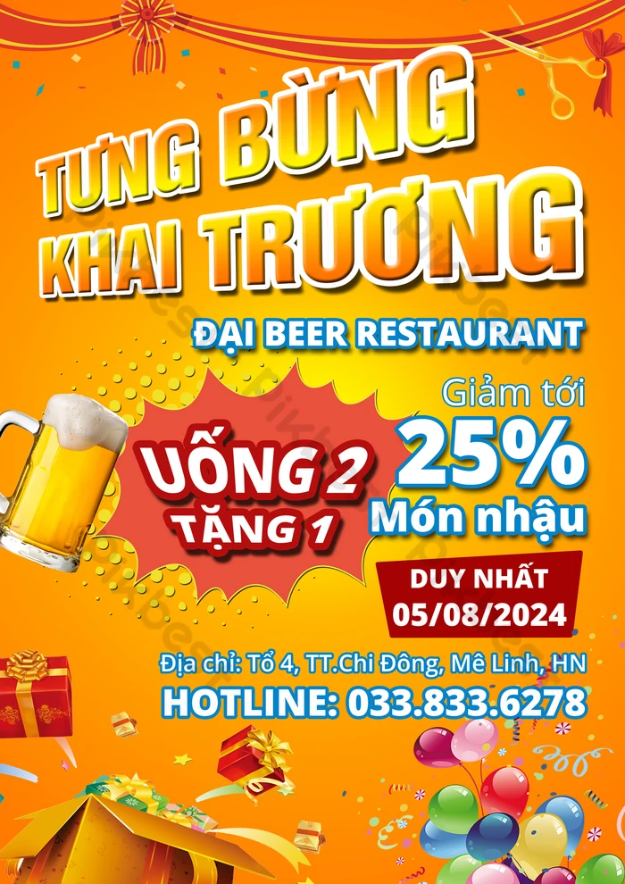 Banner khai trương cửa hàng bia