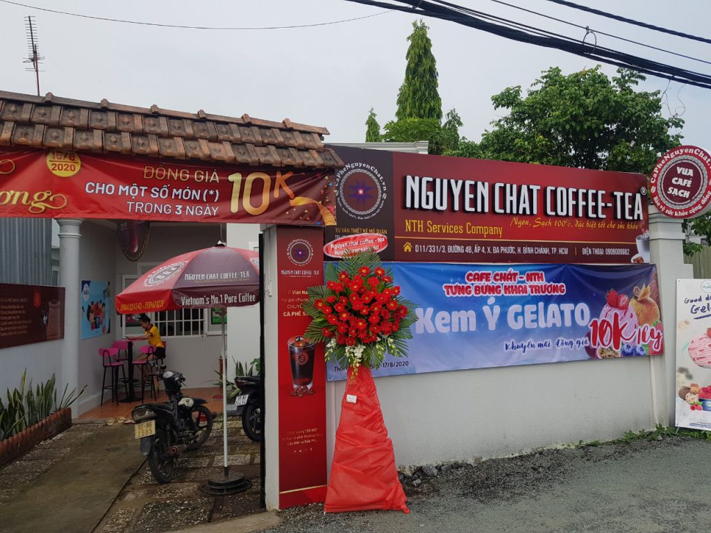 Banner khai trương khuyến mãi quán cafe