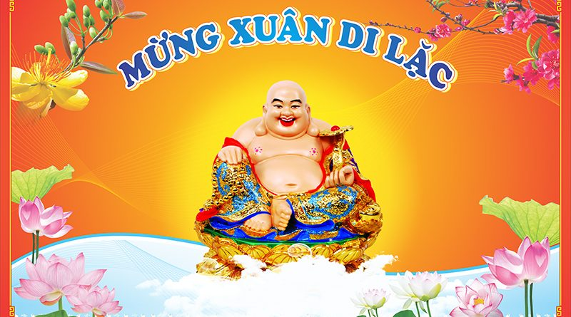 Phông băng rôn mừng xuân di lặc đẹp