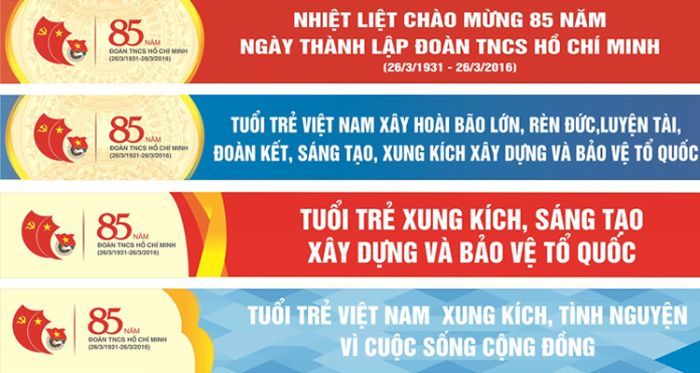 Băng rôn chào mừng ngày thành lập đoàn