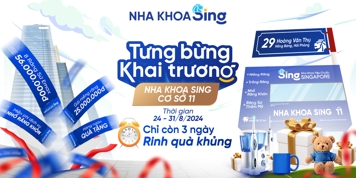 Băng rôn tưng bừng khai trương nha khoa