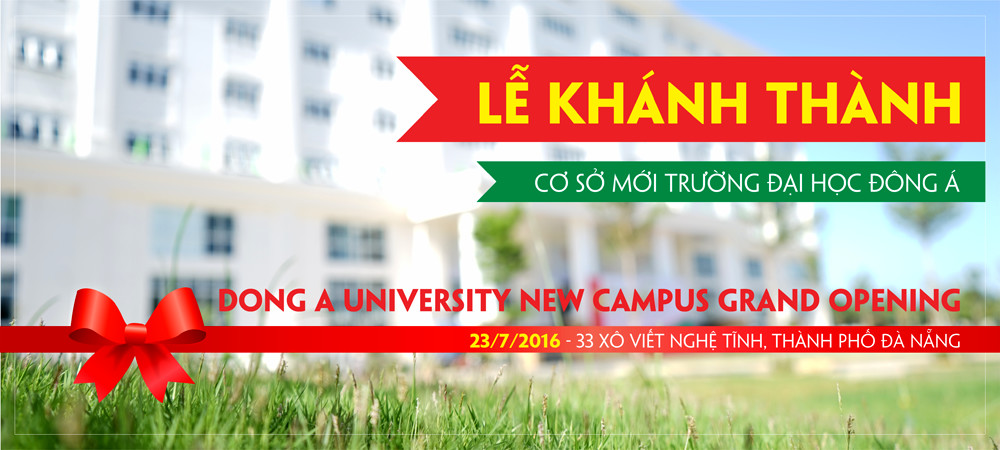 Banner khánh thành trường đại học