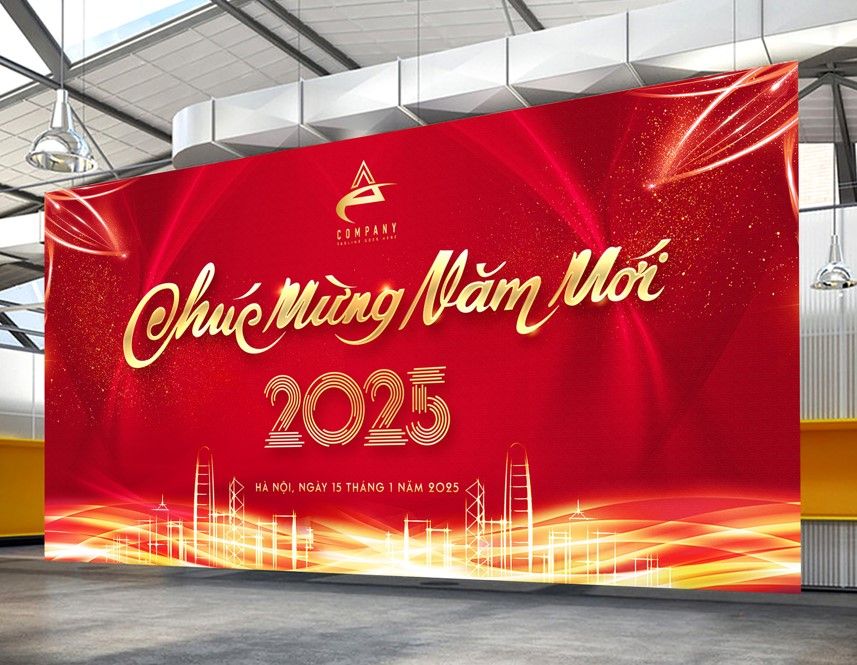backdrop tiệc tân niên công ty 50+ Mẫu Backdrop Tân Niên Đẹp, Sang Trọng