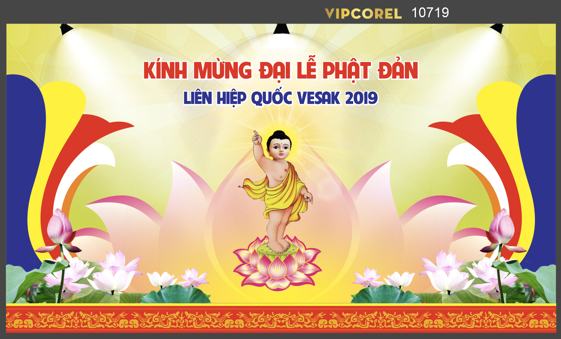 Phông nền trang trí sân khấu lễ phật đản 30+ Mẫu Backdrop Phật Đản Đẹp, Trang Trọng, Ý Nghĩa