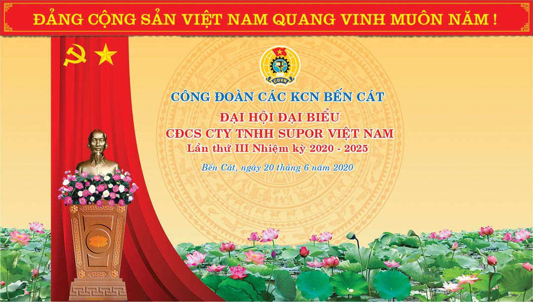 Backdrop công đoàn đại hội hội đại biểu 22+ Mẫu Background, Backdrop Đại Hội Công Đoàn Đẹp